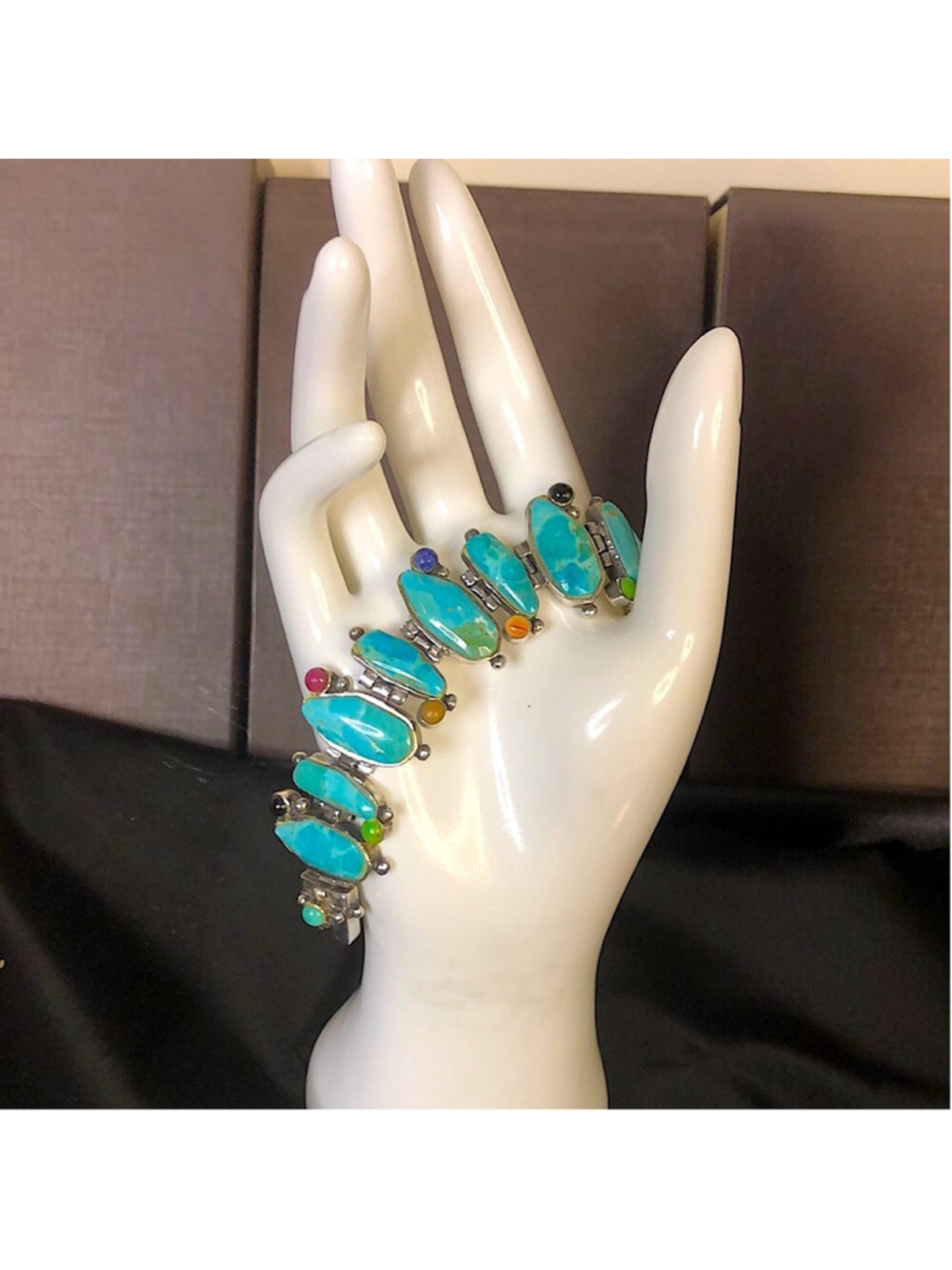 BARSE Turquoise Sterling Silver Multi Gemstone Southwestern Bracelet - Picture 16 of 16